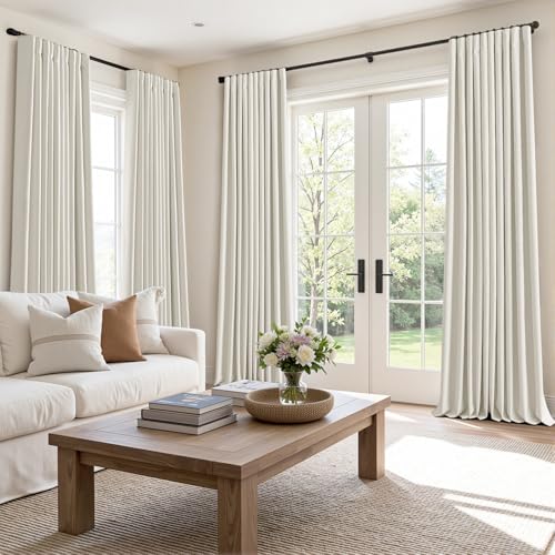 100% Blackout Back Tab Pleat Linen Curtains 50" Wx102 L (2 Count)