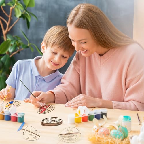 DIY 3D Easter Eggs Wood Crafts to Paint (24 Count)