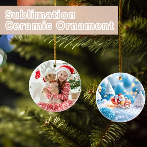 50 PCS Sublimation Ceramic Ornament Blank 3 inch Round Crafting DIY Personalized Christmas Home Decor Bulk Two (50 Count)