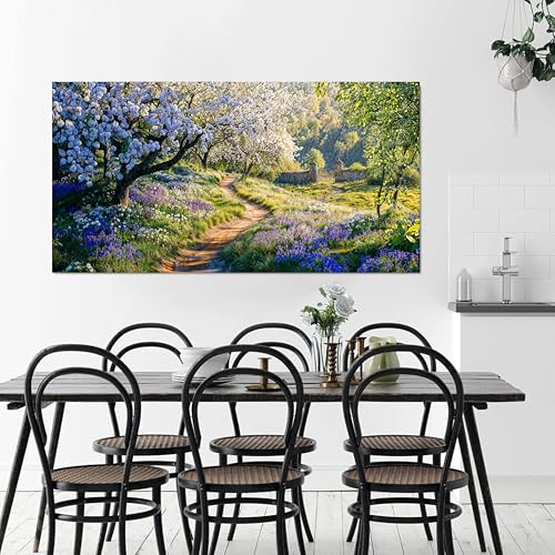 Flower Tree Landscape Wall Art Print Green Wall Art For Living Room 20"x40"