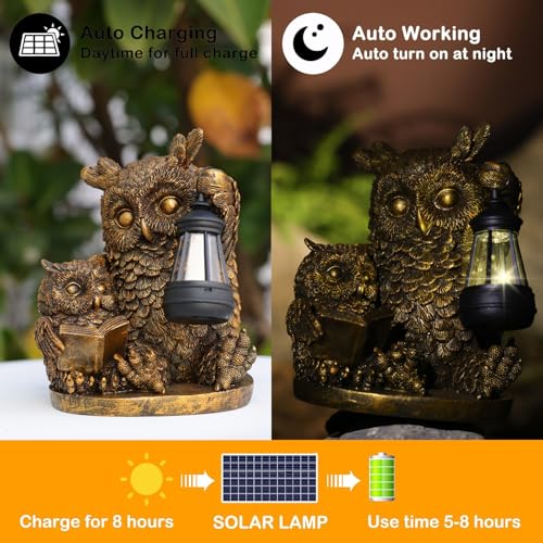 Owl Solar Outdoor Garden Statue Lawn Yard Decor Gifts for Mom