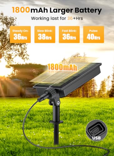 38FT 16LED Solar String Lights Outdoor with Remote & USB Port (38 Foot)