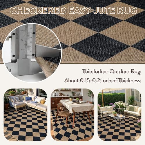 Checkered Easy Jute 6x9 Area Rugs