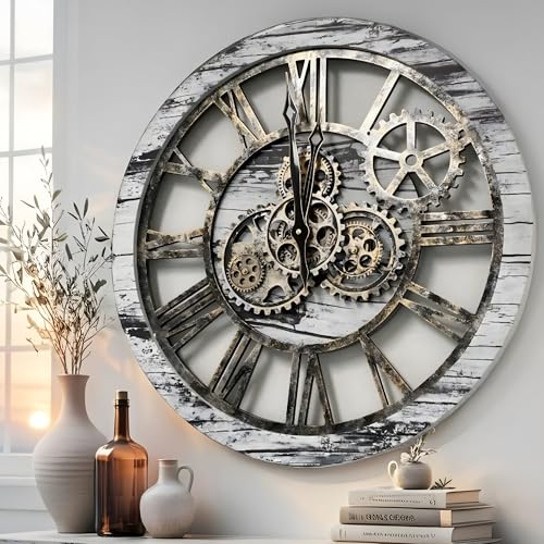 The Original Real Moving Gear Wall Clock Vintage Industrial Oversized Rustic Farmhouse