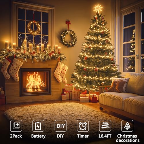 2 Pack Timer Fairy Lights Battery Operated (100 Count)