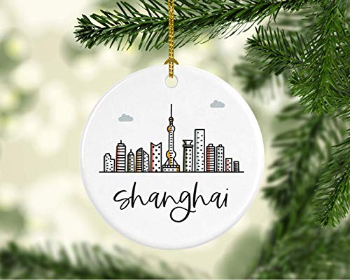 Round Ceramic Porcelain Christmas Tree Ornament Keepsake Gift