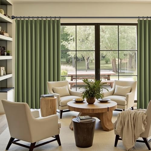 Sage Pinch Pleat Wide Curtains for Sliding Door 105 Inches Long