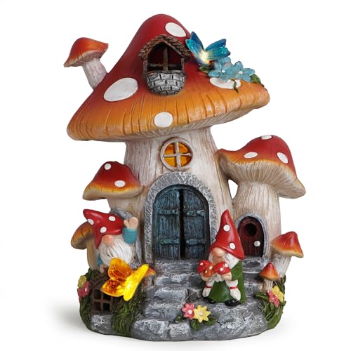 Spring Garden Mushroom Gnomes Decorations Mushroom House Ornaments Decor for Porch