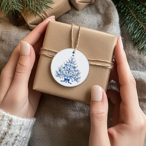Blue Chinoiserie Christmas Tree Ceramic Ornament Gifts