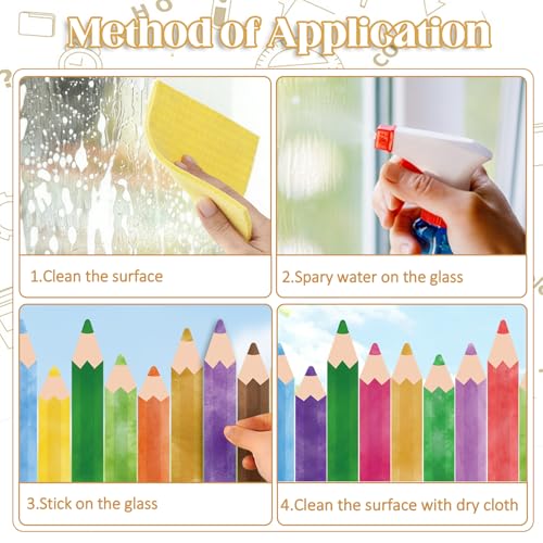 Colored Pencils Window Clings for Glass Windows (27 Count)