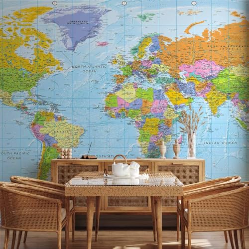 Wall Mural World Map 193x110 in (147.68 Sq Ft)