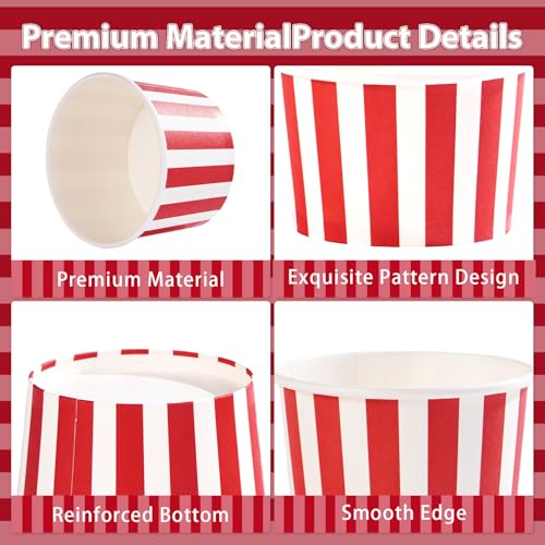 Greencian 120Pcs 12oz Red and White Ice Cream Cups for Hot or Cold Food