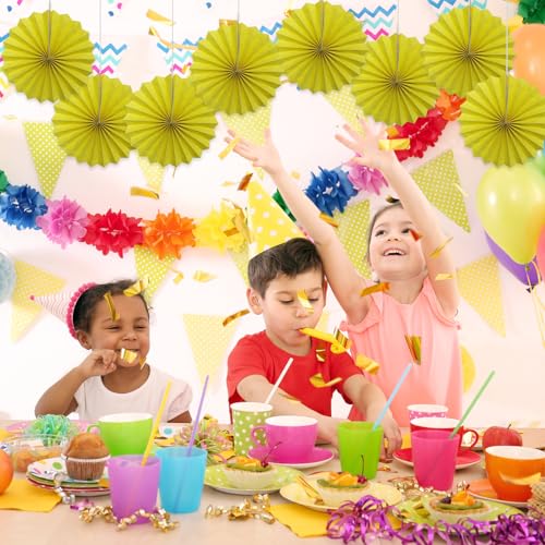 Yellow Party Decorations Lemon Yellow Hanging Paper Fan Bulk 12in