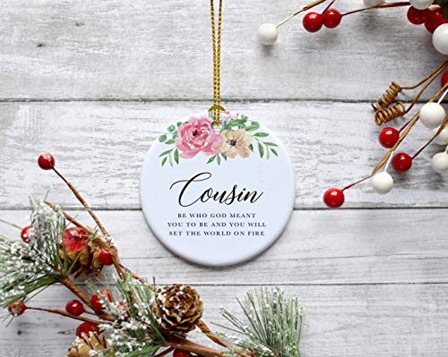 Round Ceramic Porcelain Christmas Tree Ornament Keepsake Gift for Cousins