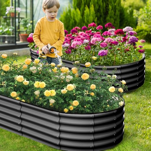 2 Pcs 6x3x1 ft Oval Raised Garden Bed