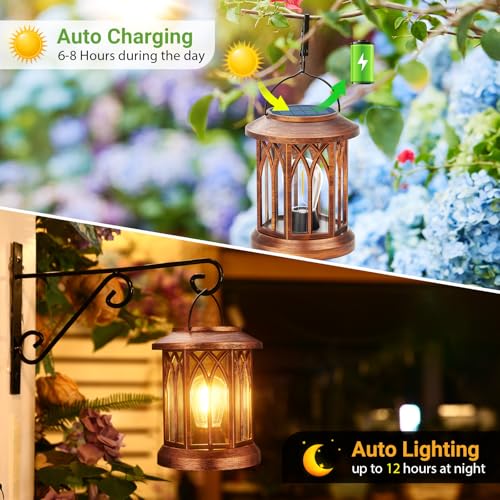 Solar Lanterns Outdoor Hanging 2 Pack