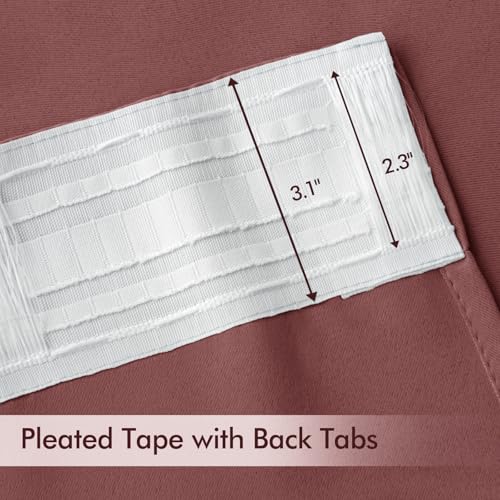 Dusty Rose Back Tab Blackout Curtains 52x108 Inch Long 2 Panels Set