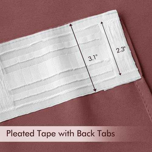 Dusty Rose Back Tab Blackout Curtains 52x96 Inch Long 2 Panels Set (2 Count)