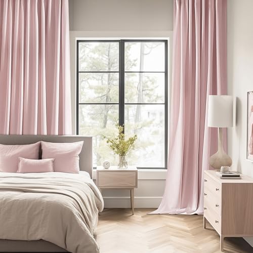 Light Pink Back Tab Blackout Curtains 52x72 Inches Long 2 Panels Set (2 Count)