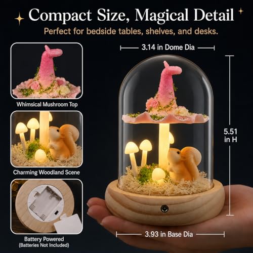Mushroom Lamp in Glass Dome