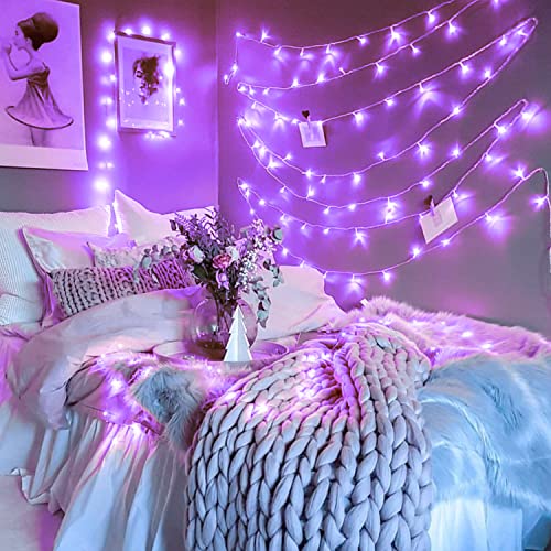 200 LED Purple String Lights Indoor Outdoor Clear Wire (66 Foot)