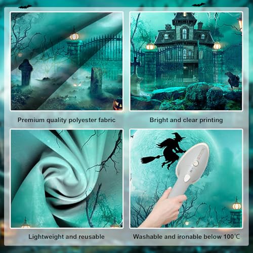 8x6ft Green Halloween Backdrop Spooky Photography Background