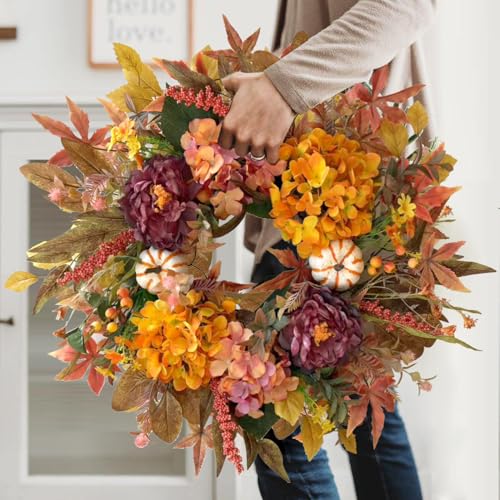 24 Inch Fall Harvest Front Door Wreath Autumn Thanksgiving Decor