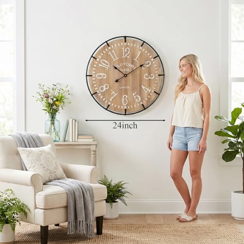 24 Inch Large Farmhouse Wall Clock