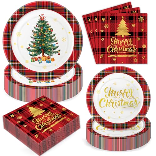 Merry Christmas Plates and Napkins Set (150 Count)