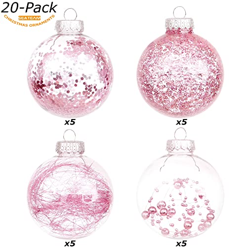 20 Pack Clear Christmas Ball Ornaments with Fillers (20 Count)