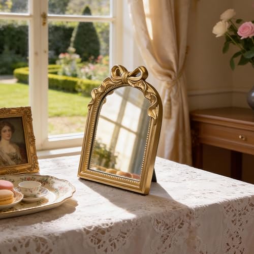 Vintage Carved Resin Desk Mirror