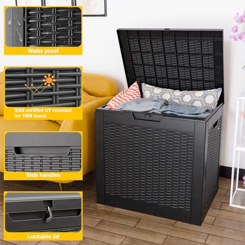31 Gallon Wicker Pattern Resin Deck Box