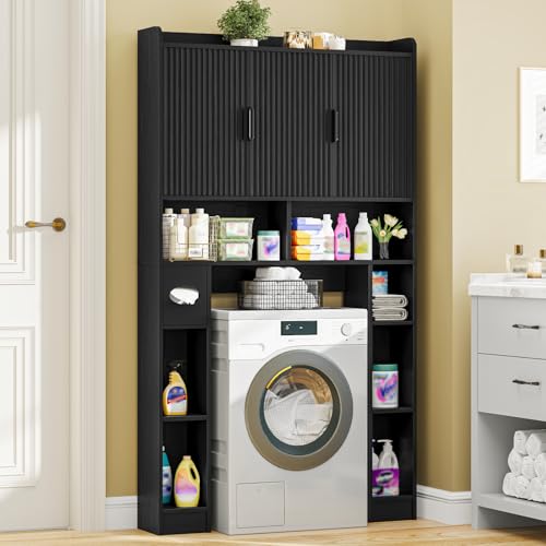 Over The Toilet Cabinet with 3 Fluted Doors &Adjustable Shelf