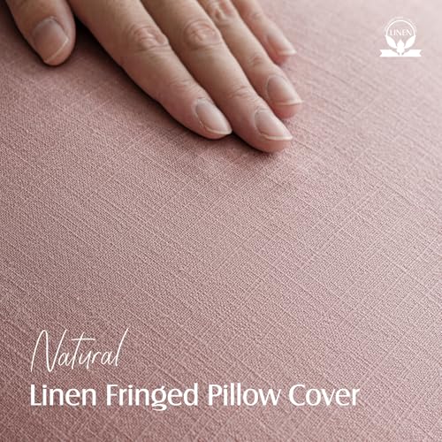 Decorative Linen Fringe Throw Pillow Covers 22×22 Inch (2 Count)