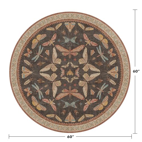 Boho Brown Round Rug 5ft (19.63 Sq Ft)