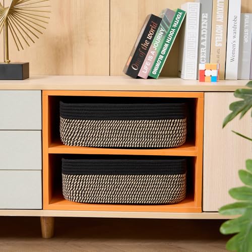 Large Shallow Organizing Baskets 15x11x5.1 Inches (3 Count)