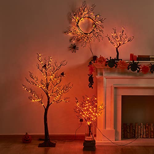 Halloween Tree with Lights Plug in 4FT 150 Orange Fairy Lights