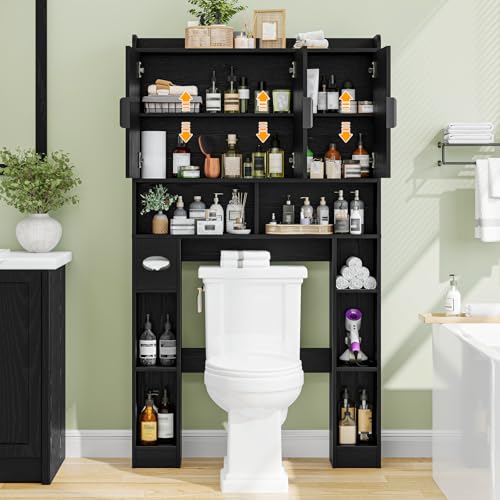Over The Toilet Cabinet with 3 Fluted Doors &Adjustable Shelf
