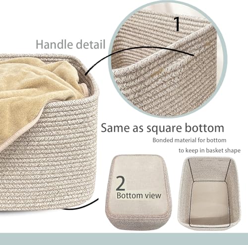 Cotton Rope Woven Basket with Handles for Shelves