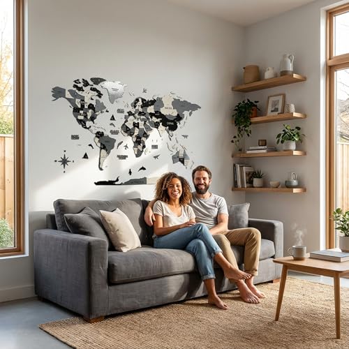 3D Wooden World Wall Art