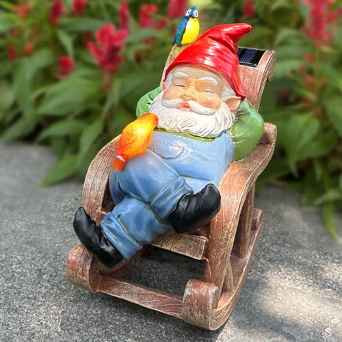 Solar Garden Gnome Statue Outdoor Decor