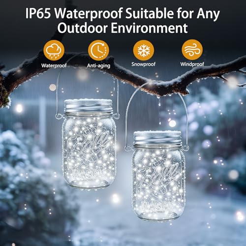 Mason Jar Solar Lights for Outside (12 Count)