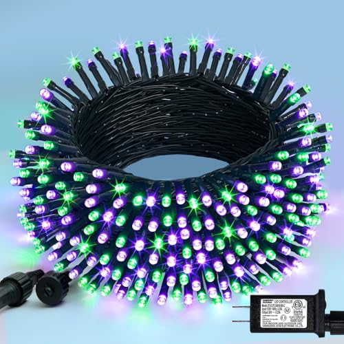 66ft 200 LED Purple and Green Halloween Lights Plug in (66 Foot)