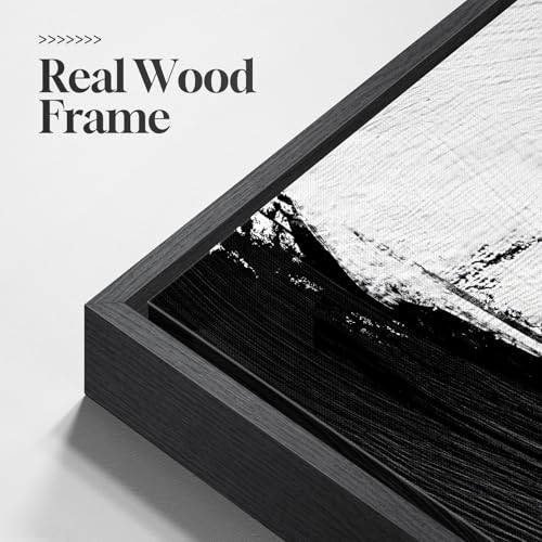 Large Framed Red Black White Abstract Wall Art for Living Room (3 Count)