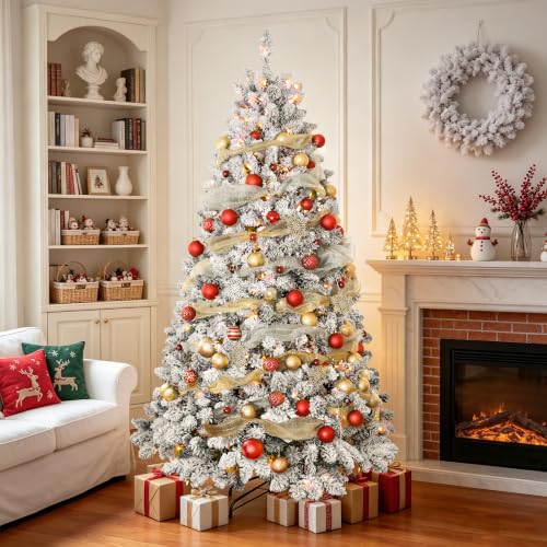 7.5 ft Prelit Flocked Christmas Tree