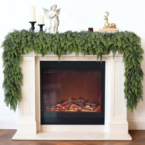 Lifelike Touch Artificial Christmas Cedar Garland for Stairs (16 Foot)