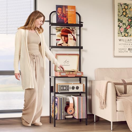 Record Player Stand with Vinyl Storage (5 Count)