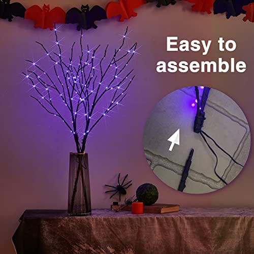Halloween Lighted Branches with Timer 100 LED Purple Fairy Lights 32IN