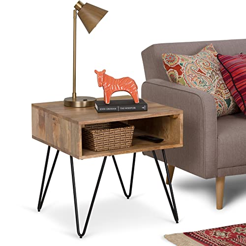 Hunter 22" Wide Solid Wood Square End Table in Natural