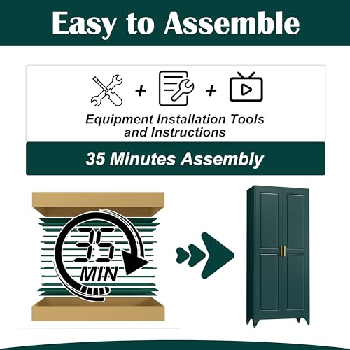 75”Metal Pantry Storage Cabinet with Doors & 4 Adjustable Shelves